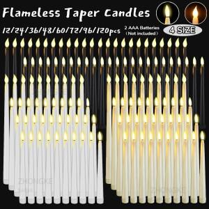 12-180Pcs 결혼식 장식에 대 한 LED Flameless 테이퍼 양초 3D 심지 인공 촛불 할로윈 생일과 배터리
