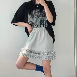 [옷자락]여자 러블리 프릴치마 코튼 밴딩 A라인 캉캉 미니스커트