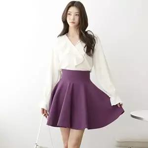 [옷자락]여자 플레어 하이 봄데이트룩 큰치마 쫀쫀 미니스커트