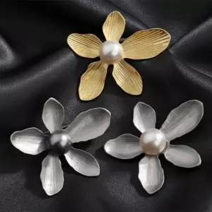 핵진주 옷핀 브로치 실버 골드