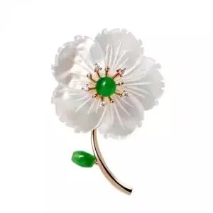 브로치 꽃단아한 진주 게르마늄