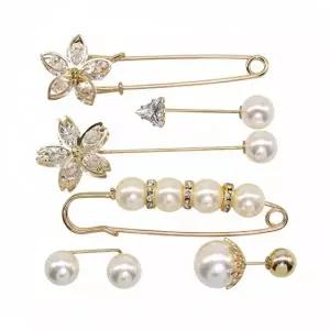 브로치 진주 크리스탈 핀 셔츠