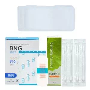 미니 응급키트 3종 휴대용 케이스+밴드골드 방수밴드 일반형 12매입+연고+멸균 면봉 4개