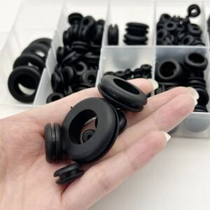 블랙 180개 고무 그로밋 콤보 키트 내마모성 씰 홀 링 와이어 관리 산업용 자동차 응용 분야