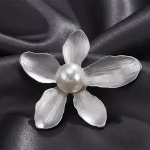 핵진주 옷핀 브로치 실버 골드