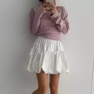 [옷자락]여자 러블리 벌룬 리본 캉캉 셔링 발레코어 미니스커트