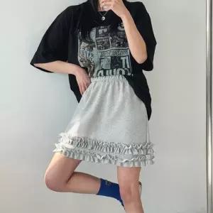 [옷자락]여자 러블리 프릴치마 코튼 밴딩 A라인 캉캉 미니스커트