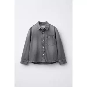 국내배송 ZARA 자라 주니어 키즈 페이크 워싱 데님 셔츠 그레이 4110607802 1847964