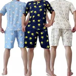ksr 남성 반팔 잠옷 세트 남녀공용 강아지 빅사이즈 피치원단