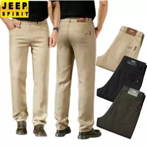 JEEP SPIRIT 봄여름 남성 린넨 스트레이트 슬랙스 편안한 통기성 캐주얼 바지