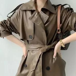 패셔너블 롱트렌치코트 1201 트렌치코트 페이크 가을 여성 의류