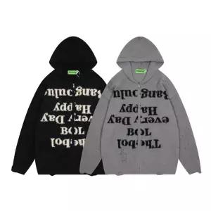 남성 니트 빈티지 후드집업 스웨터 톤 후드 루즈핏 점퍼 카디건 힙합 레터링 다운 원픽1