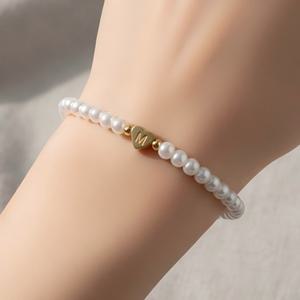 우아하고 세련된 여성용 A-Z 알파벳 하트 이니셜 비즈 팔찌 패션 주얼리