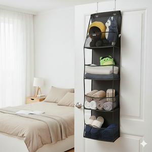 리빙통통 문걸이 정리함 4단 수납 무타공 방문 옷장 행거