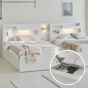 [포스트모던] 빅셈 LED 리프트업 수납 트윈침대 SS 2개+협탁(독립매트)