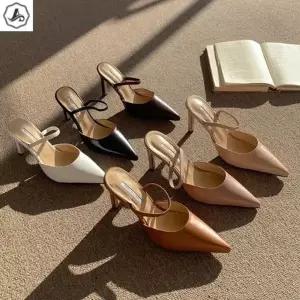 [애슬릿] 뮬 구두 스트랩 스틸레토 슬리퍼 힐 7.5cm