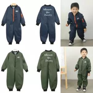어린이 방수가운 네이비 갯벌체험복 전신 미술가운 항공점퍼형 놀이복