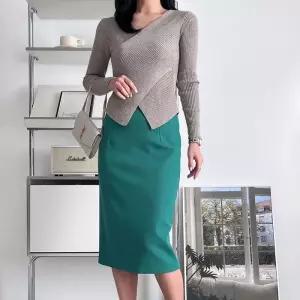 여자 와플 펜슬 H라인 뒤트임 빅사이즈 스커트