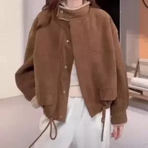 [하프클럽/]여성 짧은 무스탕 빅사이즈 일상용 포근한 재킷