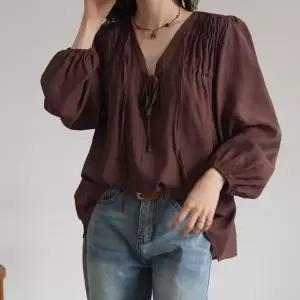 [하프클럽/]브링 셔링 리본 블라우스