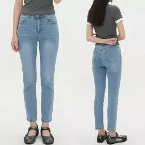 [하프클럽/옷자락]여자 하이웨스트 밴딩 스판 슬림 일자 데님팬츠