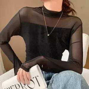 얇은 벨벳 반목 티숙 LM0693 반폴라 폴라 폴라티숙 나시 목 여성 남성