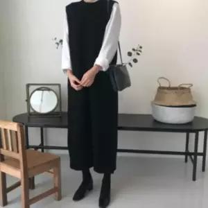 [신상오픈런]여성 심플 울혼합 레이어드 민소매 니트 롱 드레스 (41992487)