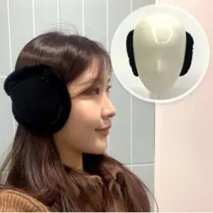 [라일리] Rly 겨울 방한 벨벳 귀도리 왕 귀마개 블랙 귀돌이