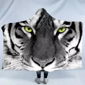 오아브로드 안감 기모 입는담요 호랑이 사자 후드담요 130x150cm