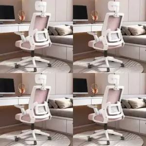 사무용 컴퓨터 의자 화이트+핑크 도서관의자 회의실의자