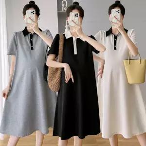 SIS-836 임부 카라 드레스원피스 캐주얼 배색 임산부 임부복