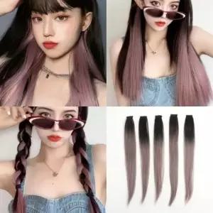 그라데이션 브릿지 헤어피스 5p세트 애쉬로즈 붙임머리피스 똑딱이헤어피스