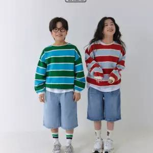 스트라이프 맨투맨 키즈 주니어 아동 단가라티