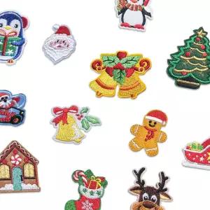 다림질접착 가방 옷 꾸미기 크리스마스 와펜 패치 13개 세트 의류스티커 수선 테이프 리폼 자수 와팬