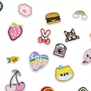 다림질접착 가방 옷 꾸미기 미니 와펜 패치 20개 세트와 의류스티커 수선 테이프 리폼 자수 와팬