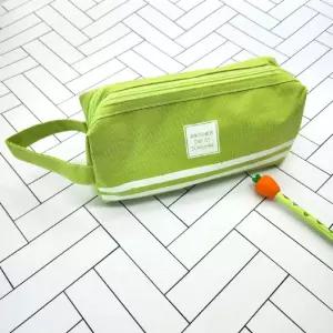 더블 지퍼 필통 녹색초등학생 디자인 고등 대학생 기본 심플한 학용품 연필케이스 무지