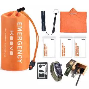 키브 재난 파우치 8종 생존 응급 용품 보온 안전키트담요 장비 우비 캠핑 카드형멀티툴 툴킷 대비 파라코드