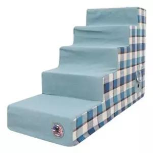 [반려] 강아지 계단 체크블루 5단 1P 소형견 사다리 펫스탭