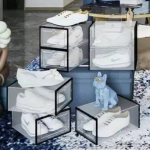 플립 RDH699M5 투명 신발 정리함 2p 세트 블랙 케이스