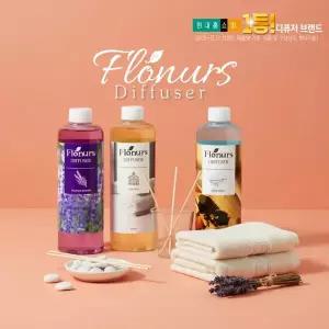 [플로너스] 꽃을담은 디퓨저 500ml 리필 3종 (프로방스라벤더+호텔머스크+북스토어)