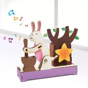 영공방 오르골만들기 DIY 수동 절구 찧는 토끼 (YM946)소품 만들기 조립완구 키트 미술시간 어린이만들기재