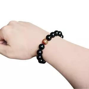 원석염주 반야심경 흑요석 팔찌 14mm 불교염주 용품 패션 남자 부처님오신날 석가탄신일 사월초파일