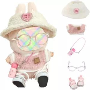 루부 17cm 인형 액세서리 세트(인형 없음) 귀여운 카와이 의상 세트 5개 모자 안경 스웨터 신발로 교체하는
