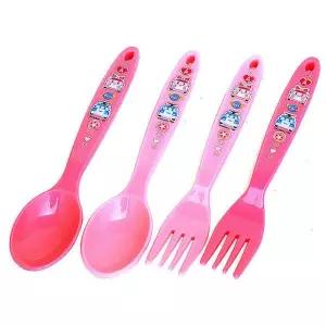 엠버 어린이 스푼 포크 4P 세트 핑크아동숟가락 유아 캐릭터 다용도 식기 폴리 수저
