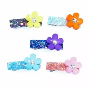 문펫 큐빅꽃 자동핀 20개입 1판강아지머리삔 헤어 애견 애완견 꽃핀 자동 머리 강아지