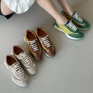 여자 봄 가을 트렌디 배색 청키 플랫폼 스니커즈