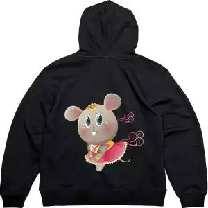 헤비후드집업 뒷면 한복 입은 쥐띠 아가씨그림 다양한색상