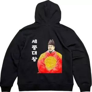 헤비후드집업 뒷면 세종대왕 훈민정음 한글그림 다양한색상