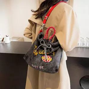 여성 스트링 자수 복조리백 키치 레터링 포인트 가방백 키치백 레터링백 투웨이백 1020 개성