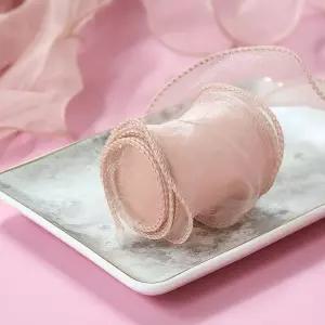 망사 포장 리본 연핑크다용도 파티장식 팬시용품 다용도 포장끈